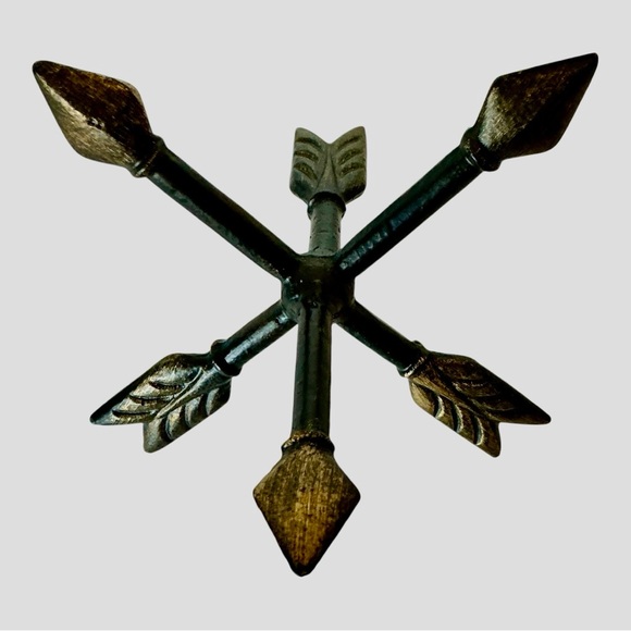 Metallic Arrow Sculpture Center Crossing Triple Arrows Accent Tabletop Decor - Picture 3 of 15